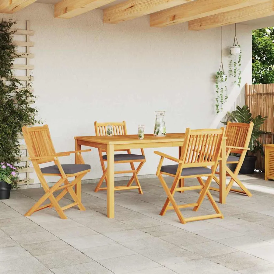 Chaise pliante avec coussin 4 pcs Blanc 49 x 57.5 x 92cm - 14