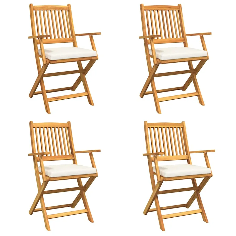 Chaise pliante avec coussin 4 pcs Blanc 49 x 57.5 x 92cm - 2
