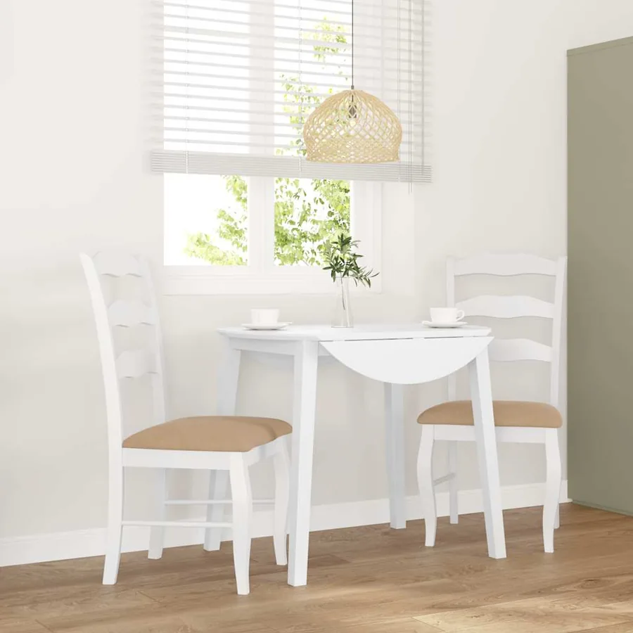 Chaises de salle à manger avec coussins (2 pcs) bois massif blanc caoutchouc