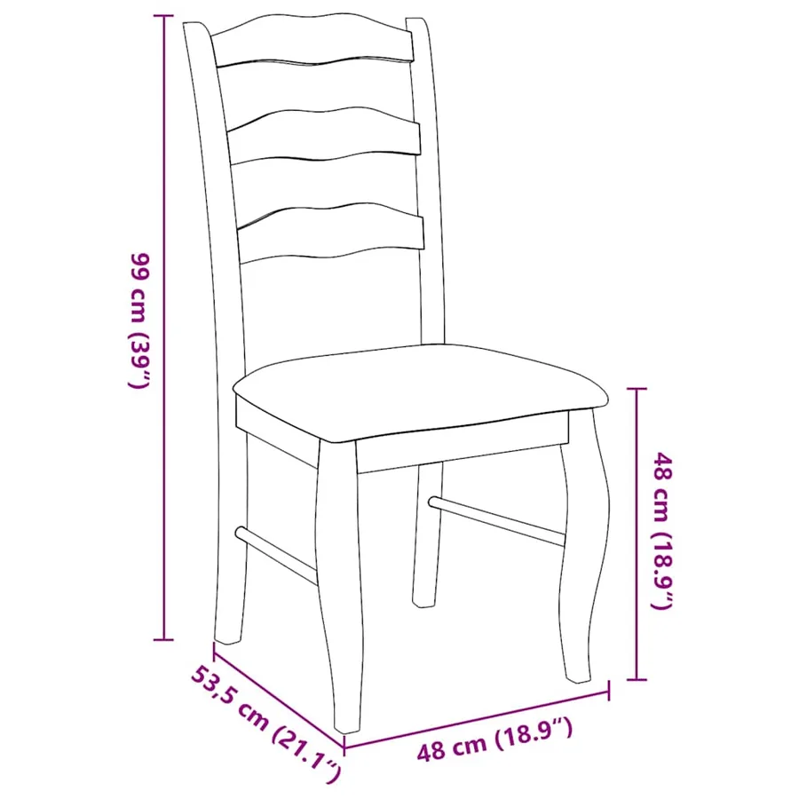 Chaises de salle à manger avec coussins (2 pcs) bois massif blanc caoutchouc - 11