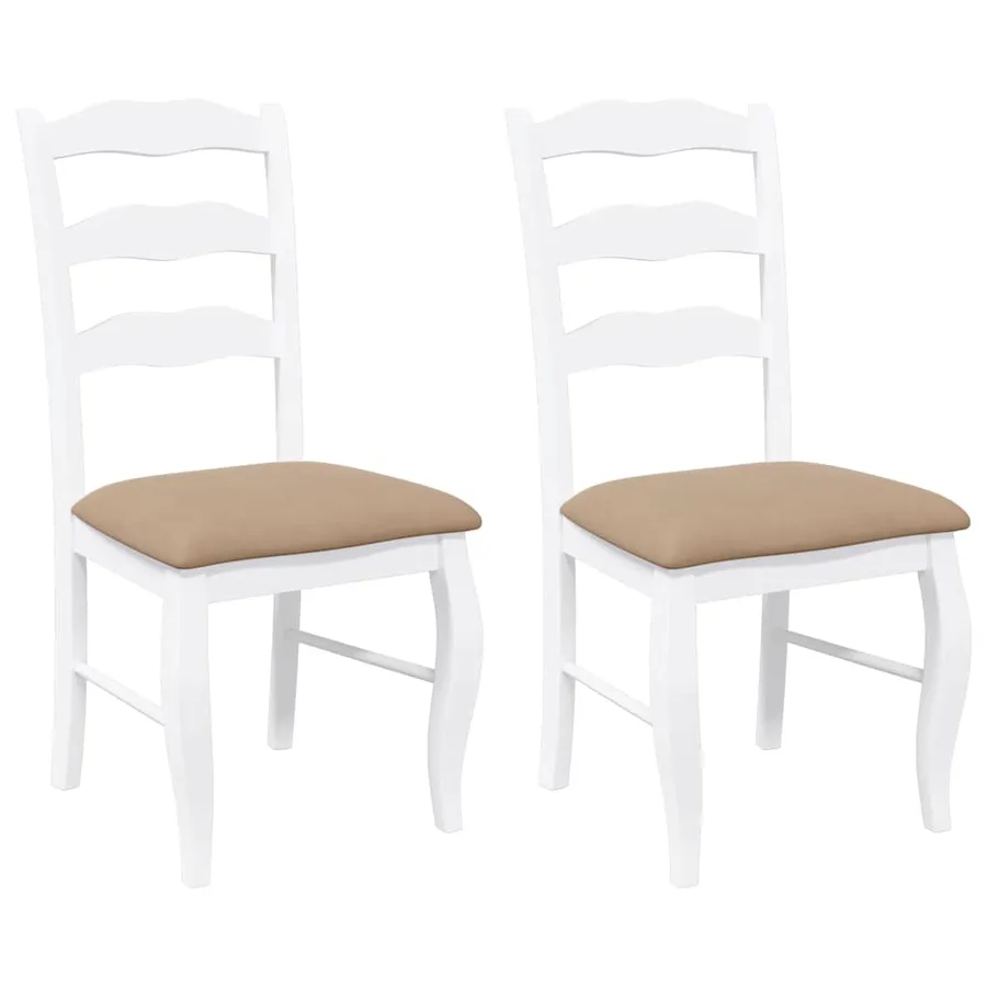 Chaises de salle à manger avec coussins (2 pcs) bois massif blanc caoutchouc - 2
