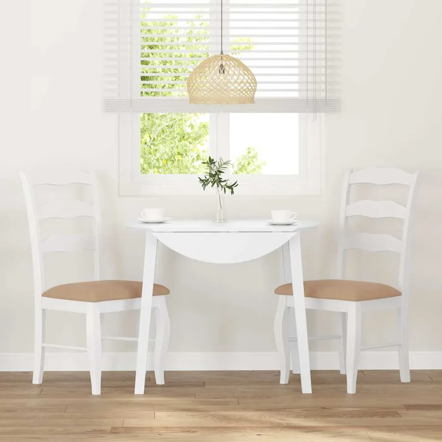 Chaises de salle à manger avec coussins (2 pcs) bois massif blanc caoutchouc - 3