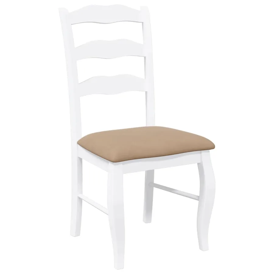Chaises de salle à manger avec coussins (2 pcs) bois massif blanc caoutchouc - 4