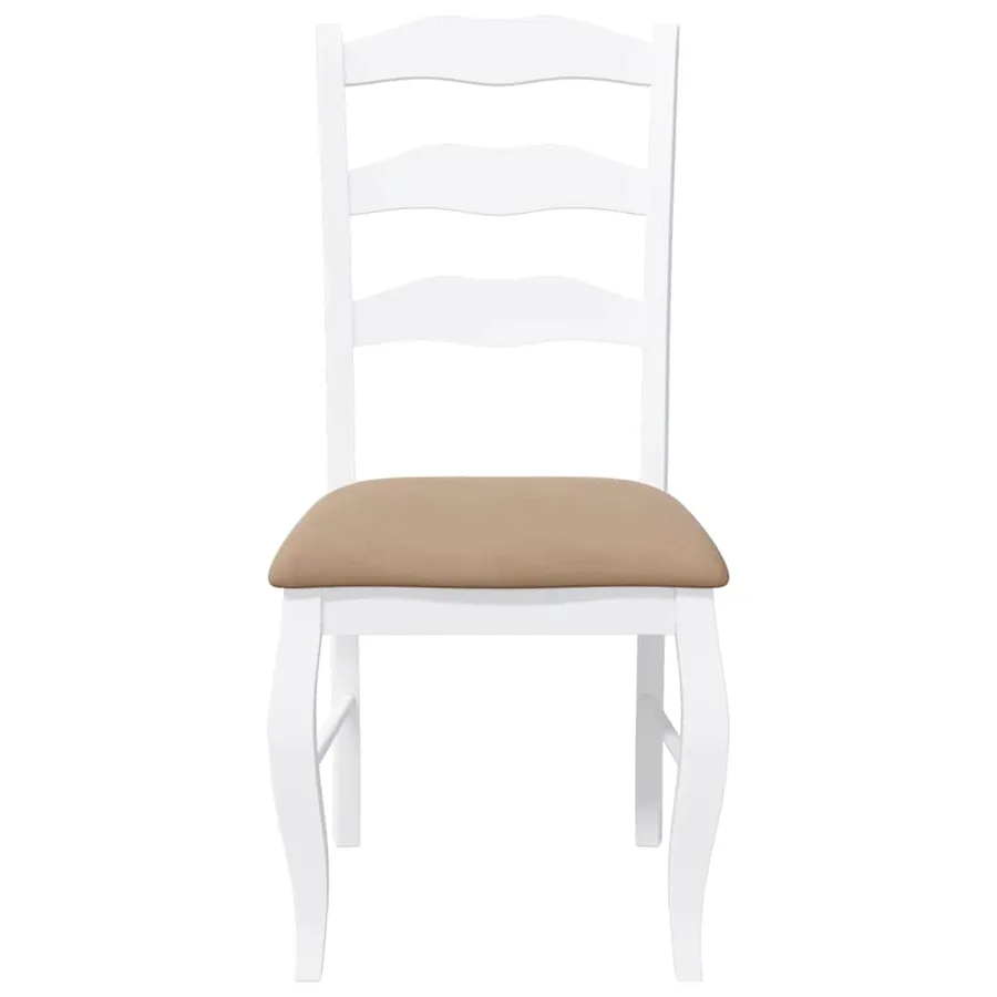 Chaises de salle à manger avec coussins (2 pcs) bois massif blanc caoutchouc - 5