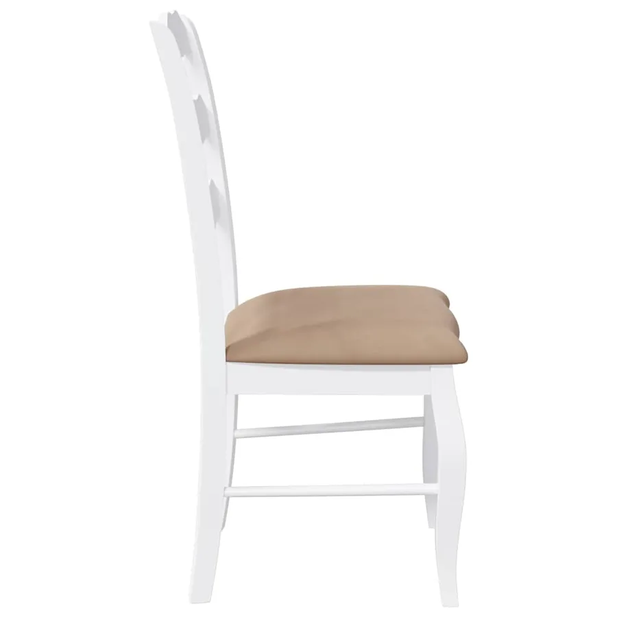 Chaises de salle à manger avec coussins (2 pcs) bois massif blanc caoutchouc - 6