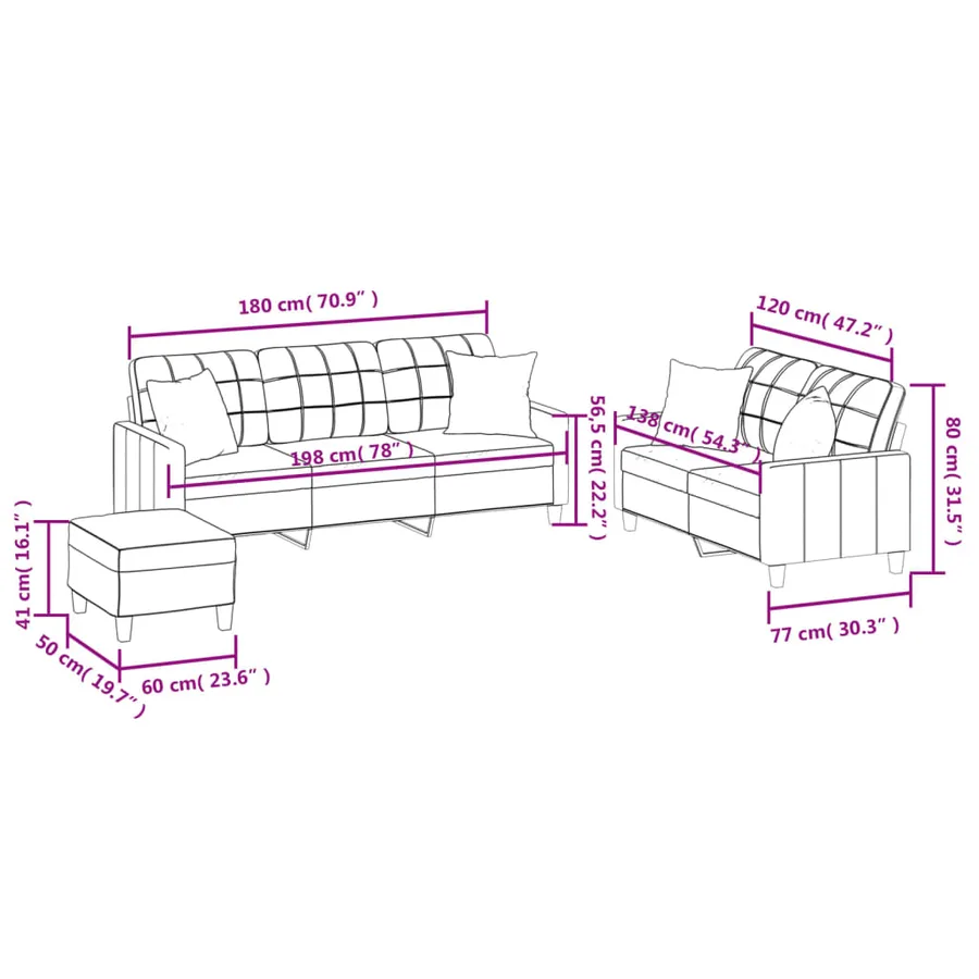 Ensemble de canapés 3 pcs avec coussins cappuccino similicuir - 11