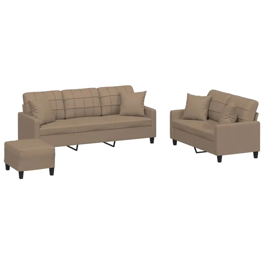 Ensemble de canapés 3 pcs avec coussins cappuccino similicuir - 2