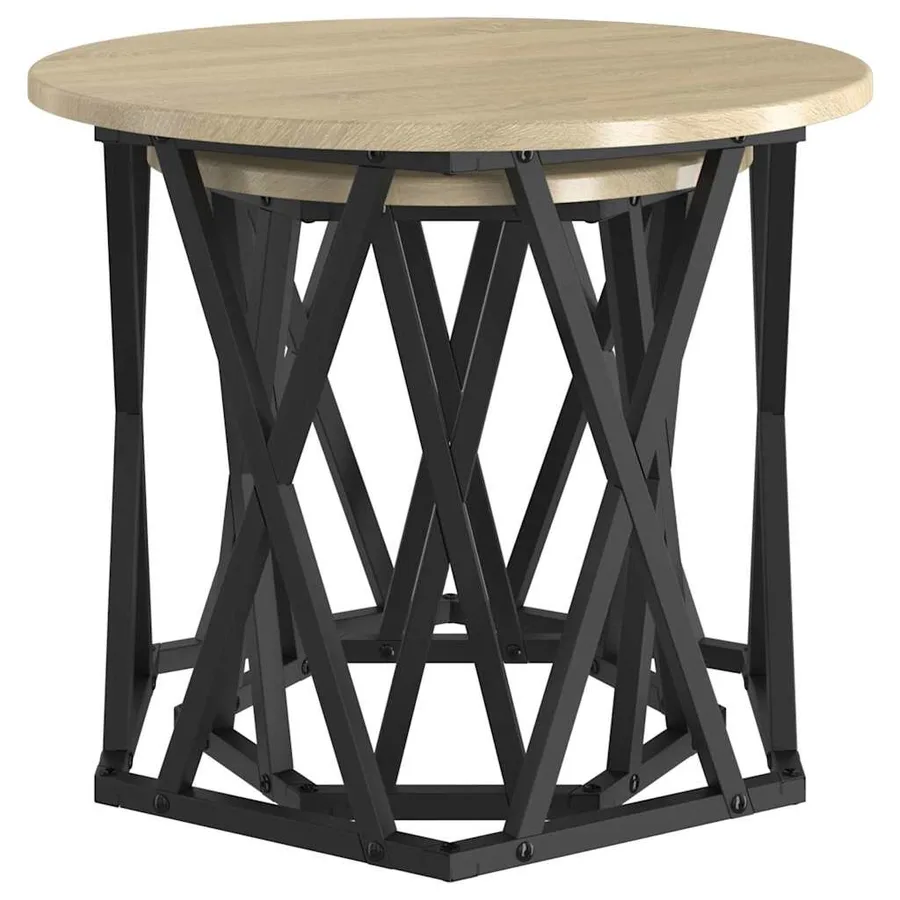 Table d'appoint 2 pcs Chêne Sonoma Bois d'ingénierie et acier - 5