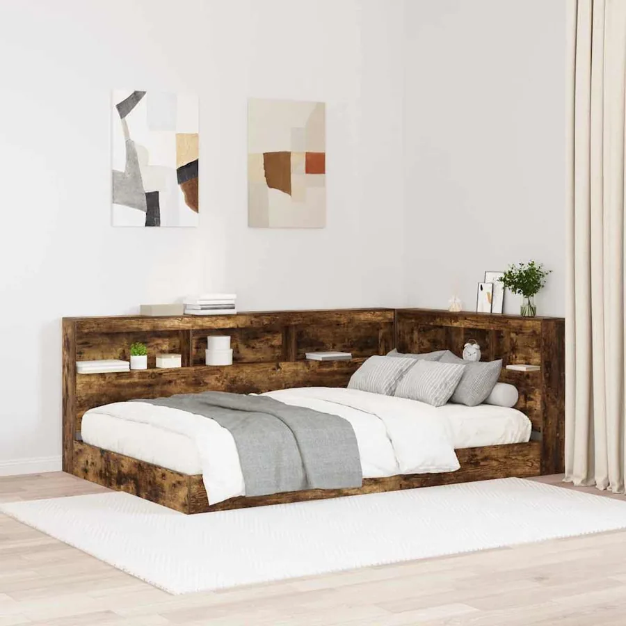 Tête de lit de rangement Chêne fumé 207,5 x 137,5 x 76,5 cm