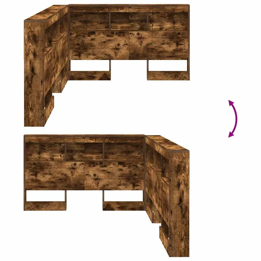 Tête de lit de rangement Chêne fumé 207,5 x 137,5 x 76,5 cm - 8