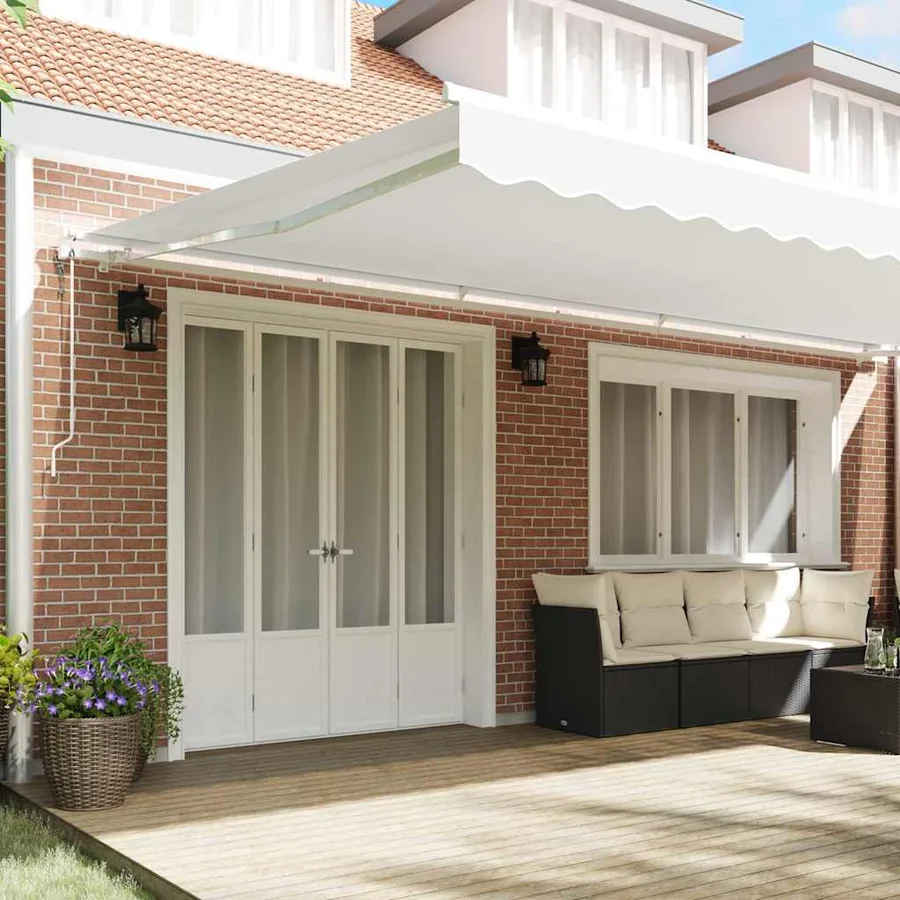 Auvent rétractable Blanc 600 × 350 cm Tissu et Aluminium - 3