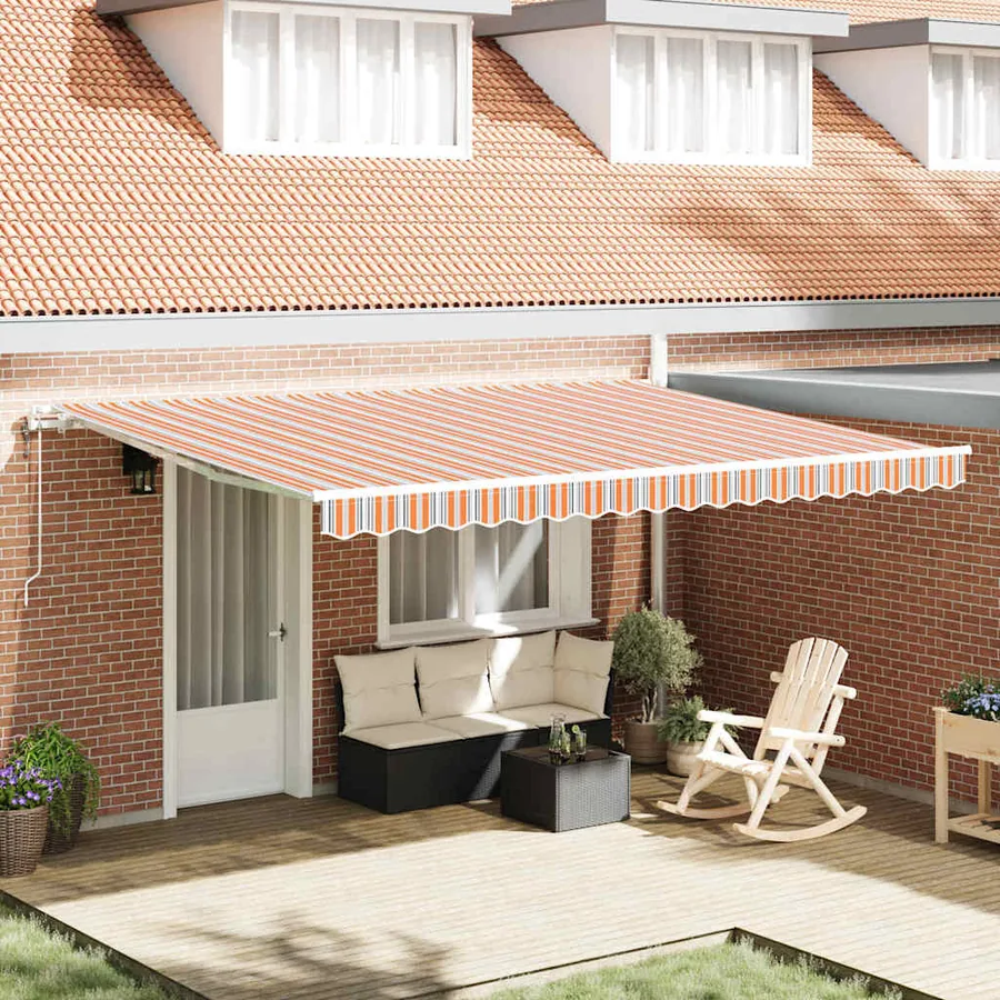 Auvent rétractable Multicolore 450 × 350 cm Tissu et Aluminium