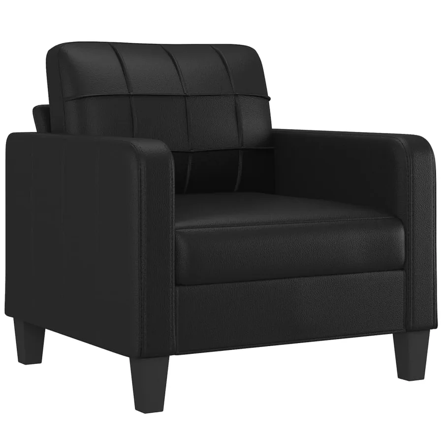 Ensemble de canapés 3 pcs avec coussins noir similicuir - 3