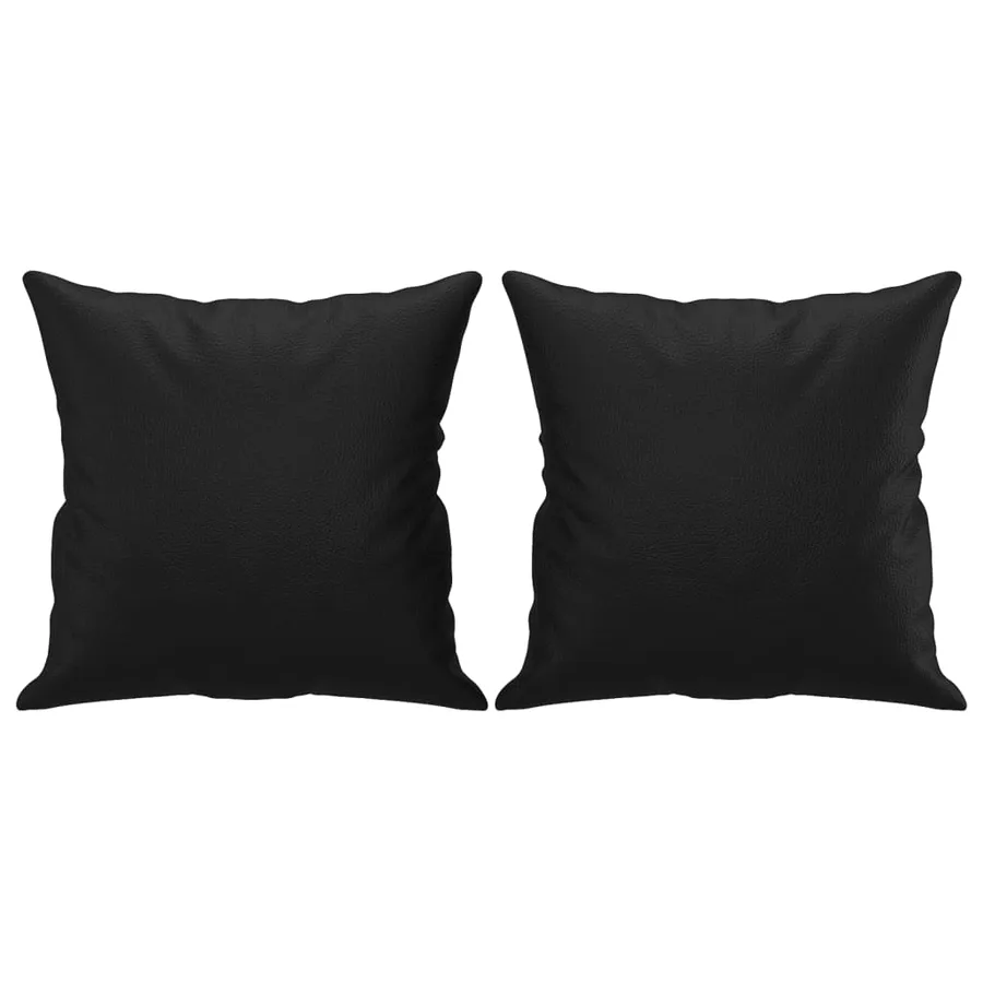 Ensemble de canapés 3 pcs avec coussins noir similicuir - 6