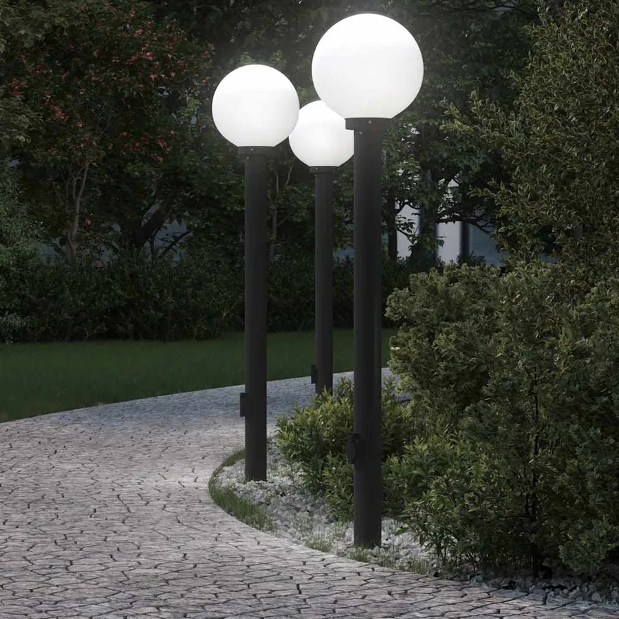 Bornes lumineuses avec sortie lot de 3 120 cm noir IP44