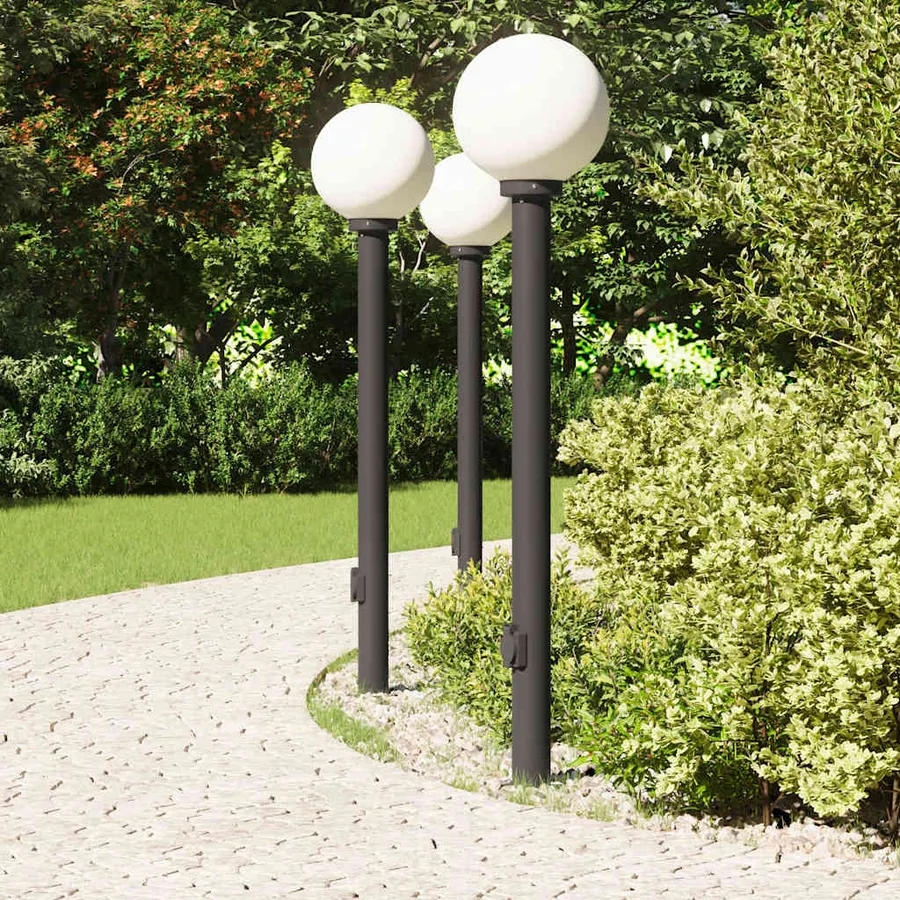 Bornes lumineuses avec sortie lot de 3 120 cm noir IP44 - 3