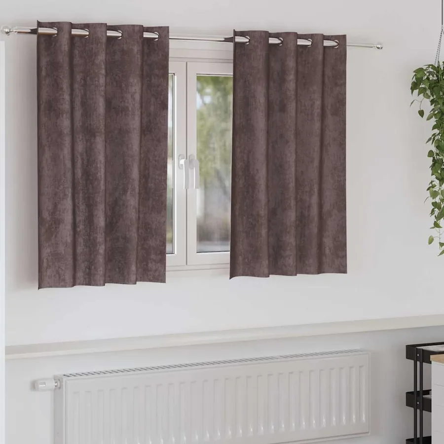 Rideaux en velours 2 pcs Marron 140 x 140 cm Velours