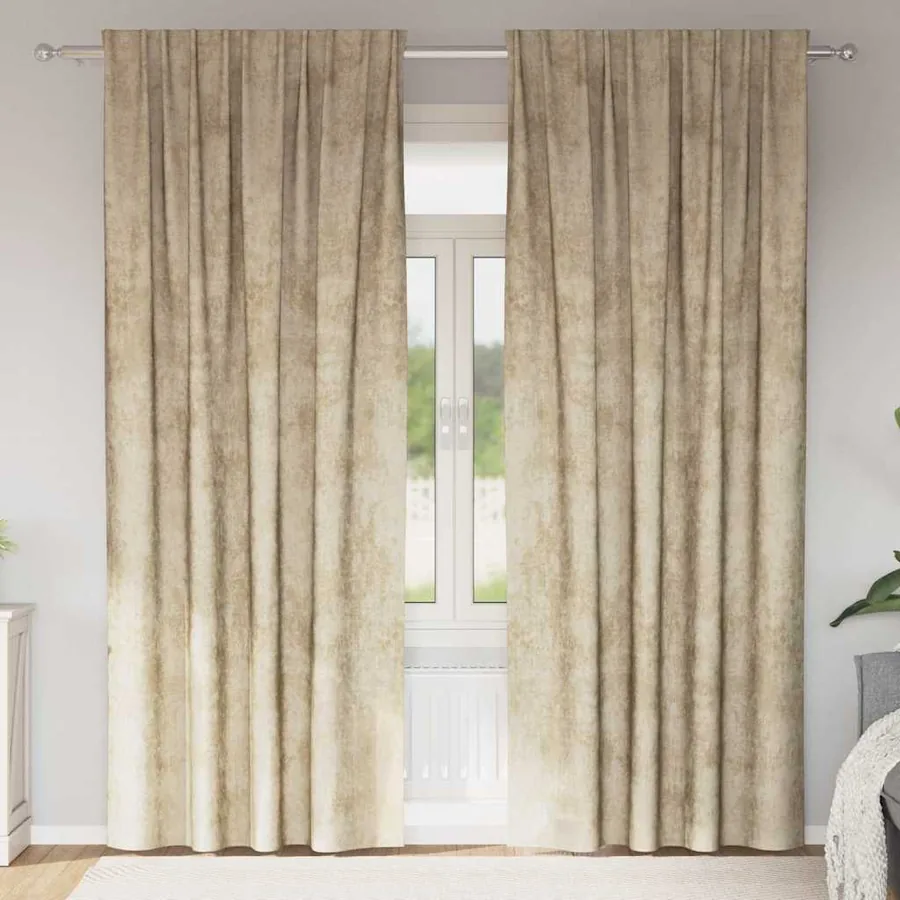 Rideaux en velours 2 pcs Crème 225 x 140 cm Velours