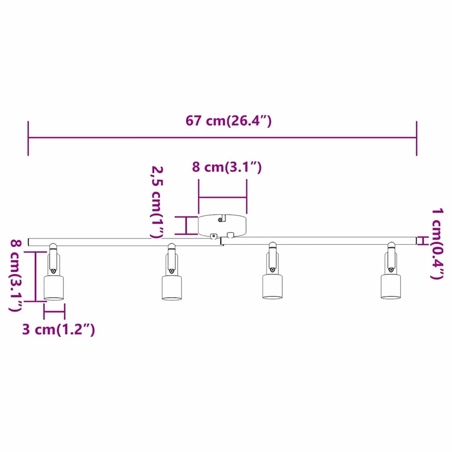 Spot de plafond Nickel 70 x 9 x 12,5 cm Acier - 16