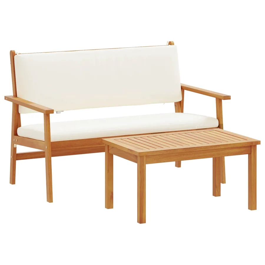 Ensemble de canapé de jardin avec coussin 2 pcs Blanc crème - 3