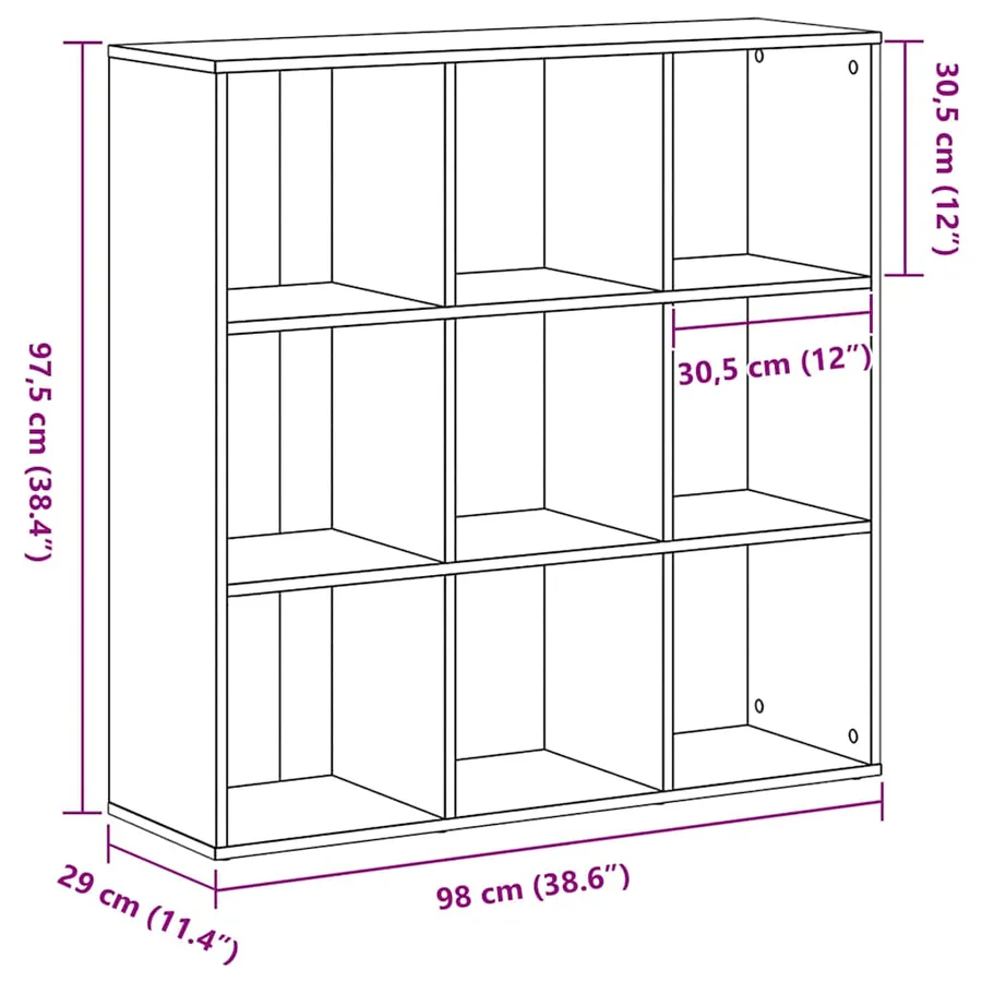Bibliothèque en chêne noir 98 x 29 x 97,5 cm bois d'ingénierie - 10