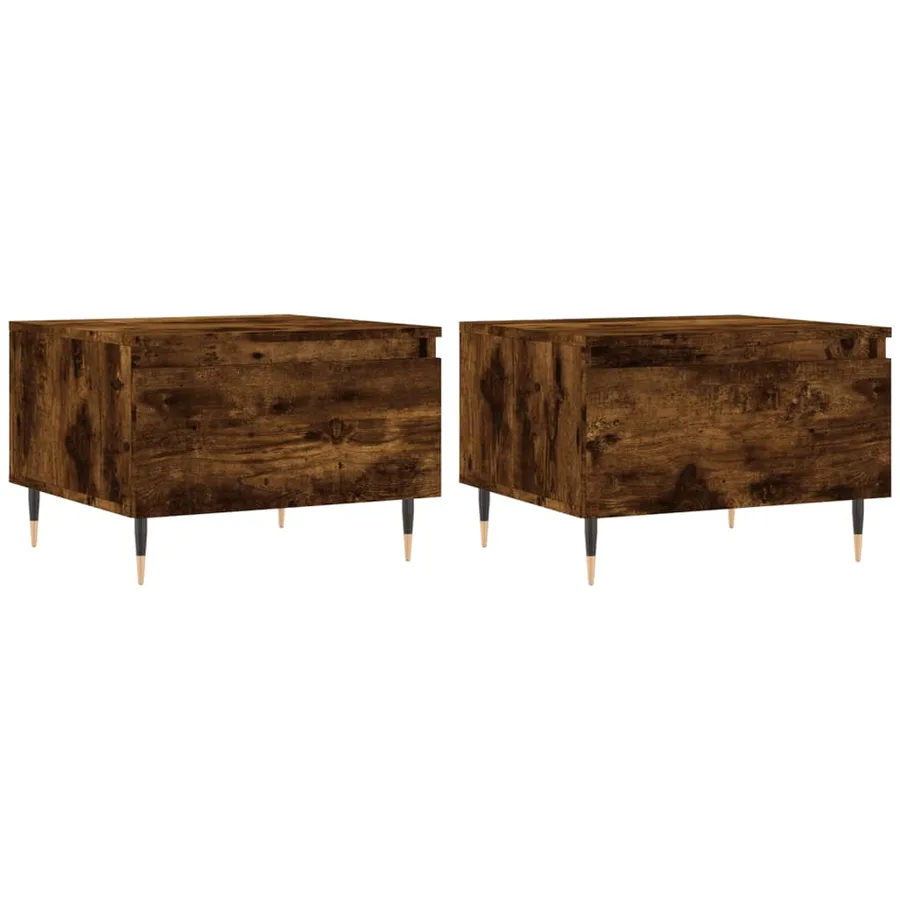 Tables basses 2 pcs chêne fumé 50x46x35 cm bois d'ingénierie - 2