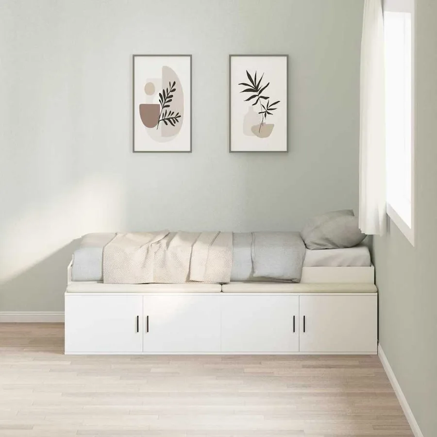 Cadre de lit avec tiroir Blanc 90 x 200 cm Bois d'ingénierie - 3