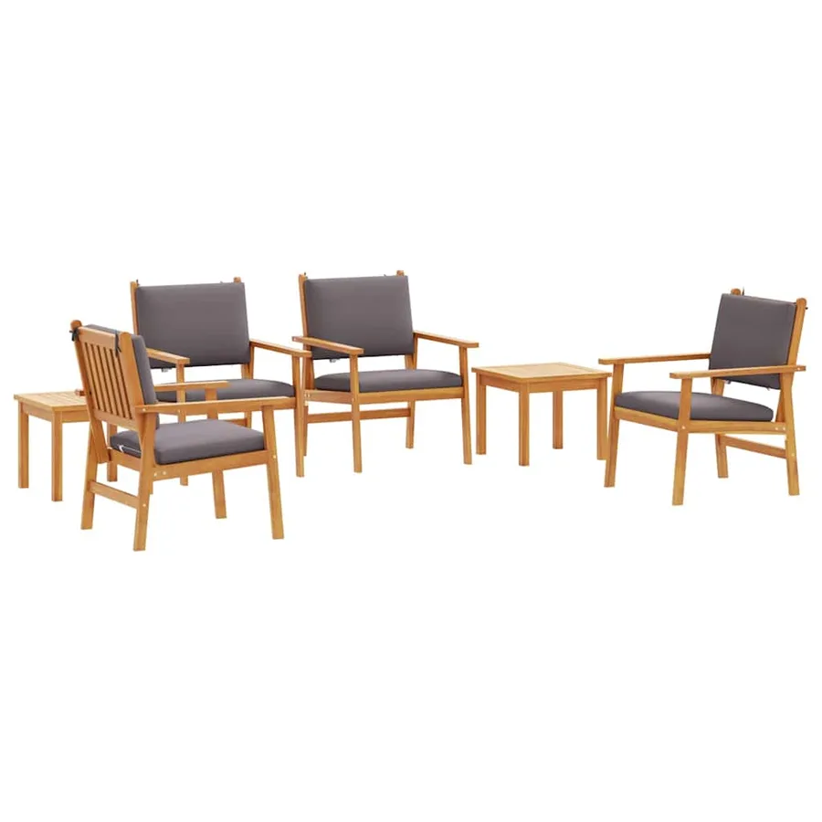 Ensemble de canapé de jardin 6 pcs Marron Bois d'Acacia Massif - 2