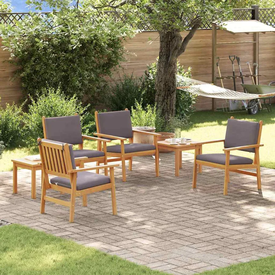 Ensemble de canapé de jardin 6 pcs Marron Bois d'Acacia Massif - 4
