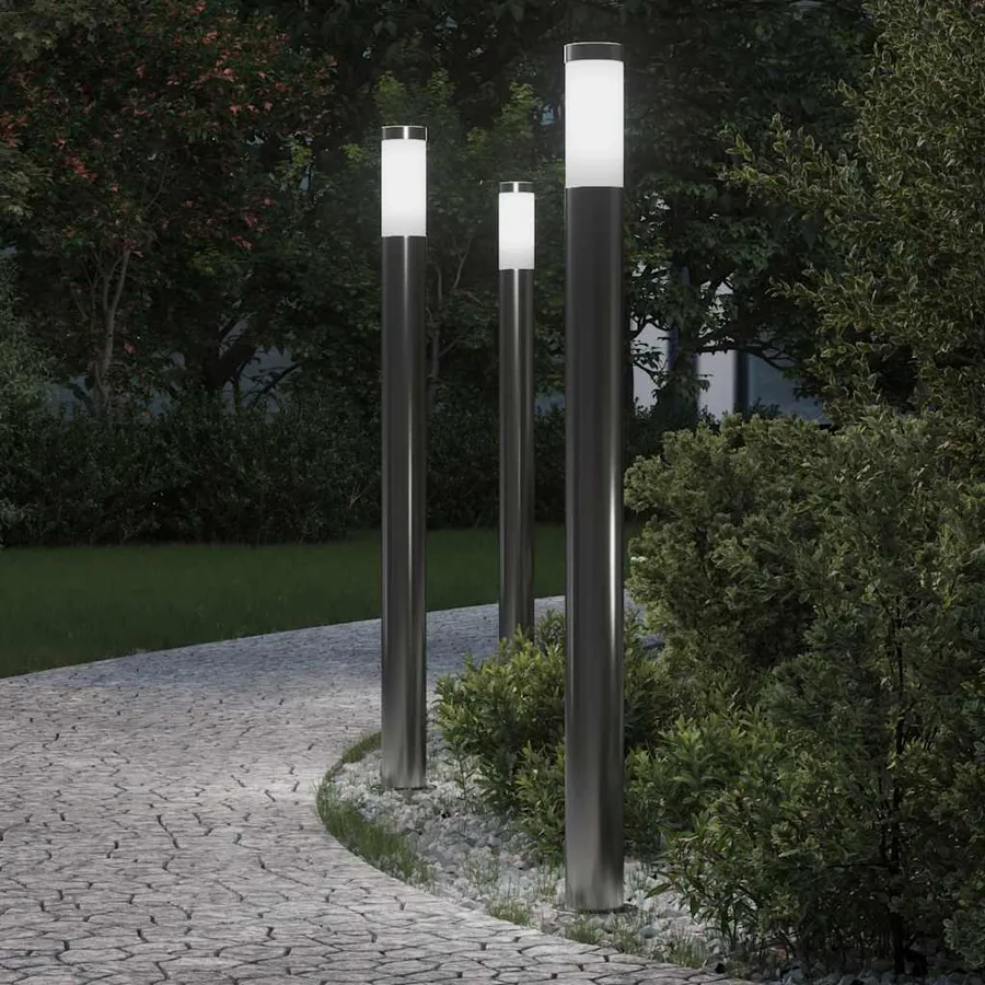 Borne lumineuse lot de 3 110 cm acier inoxydable IP44