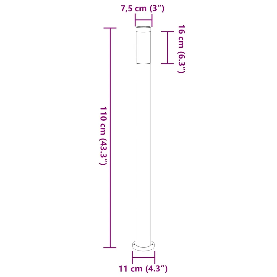 Borne lumineuse lot de 3 110 cm acier inoxydable IP44 - 9