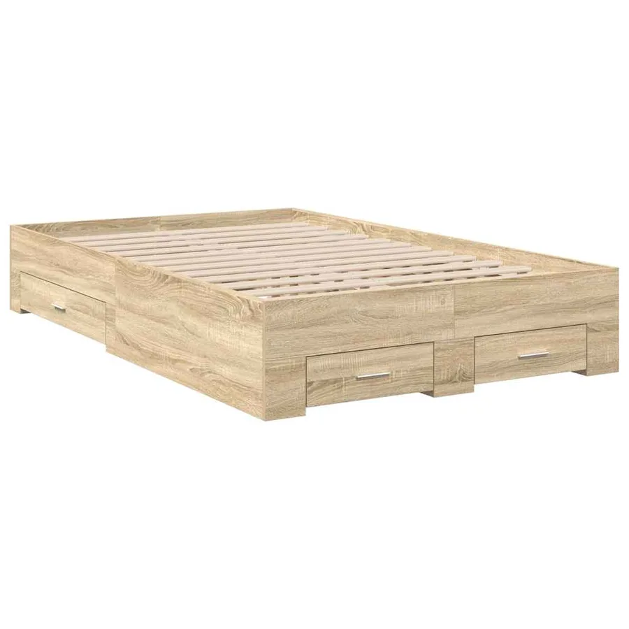 Cadre de lit avec tiroir Marron 120 x 190 cm Bois d'ingénierie - 4