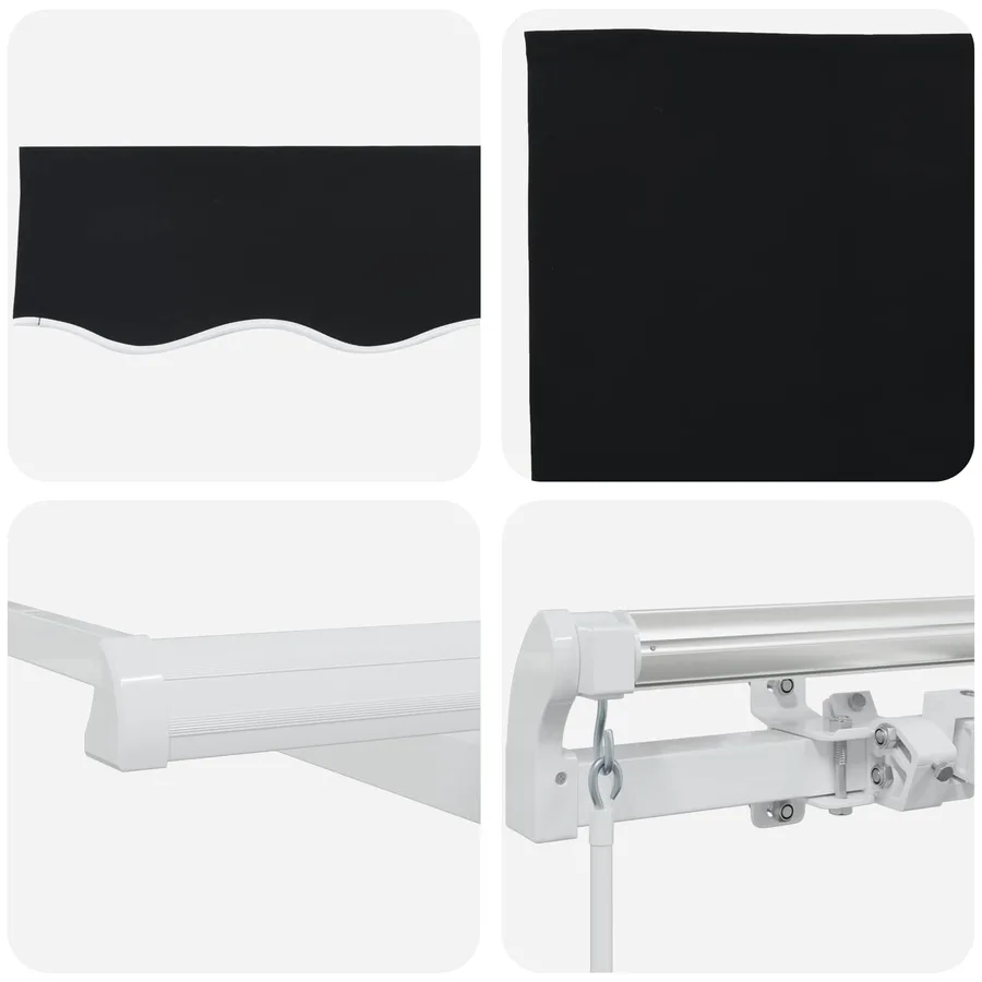 Auvent rétractable Noir 350 x 250 cm Polyester et Aluminium - 4