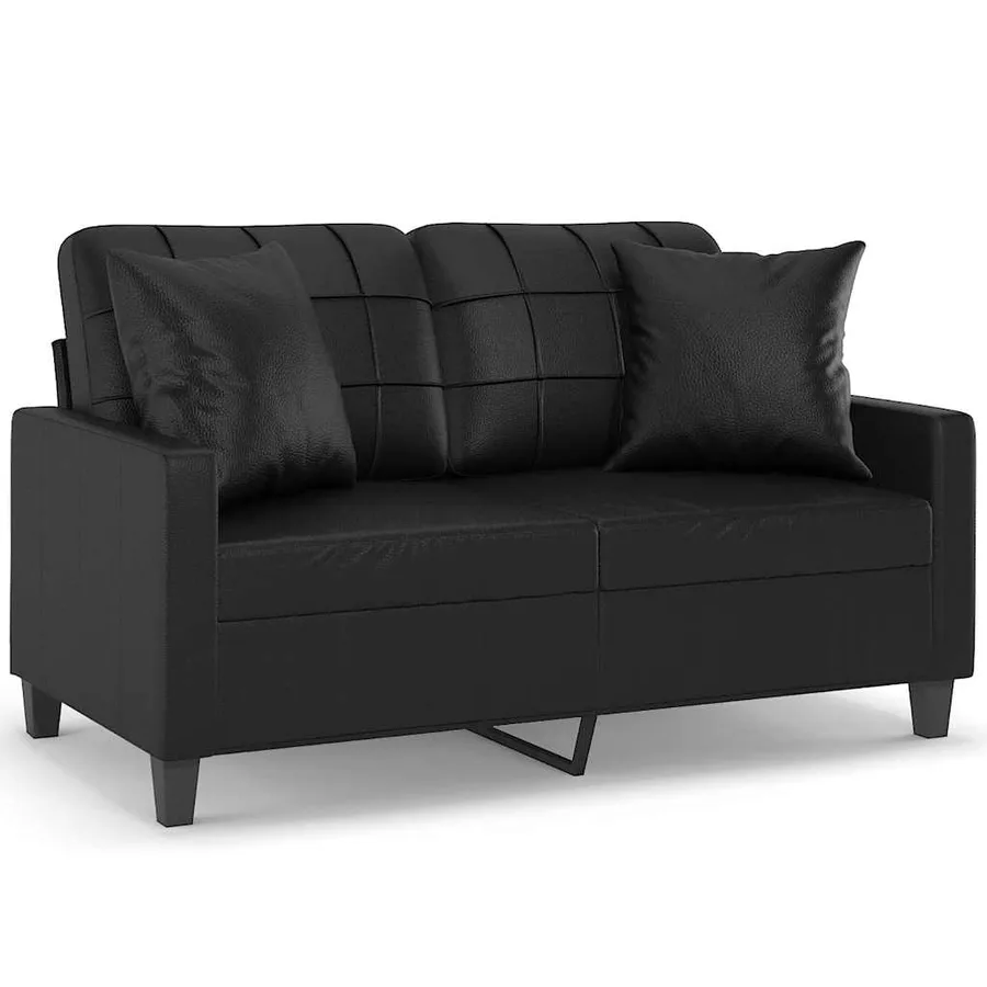 Canapé 2 places avec oreillers décoratifs noir 120cm similicuir - 2