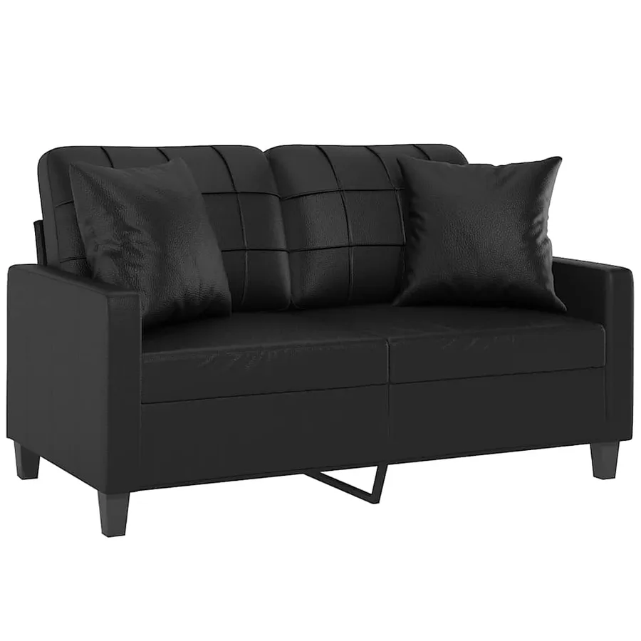Canapé 2 places avec oreillers décoratifs noir 120cm similicuir - 3