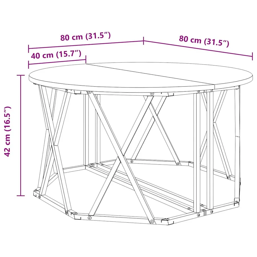Table basse Gris Sonoma 80 x 80 x 42 cm - 11