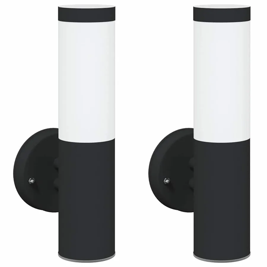 Applique Murale Extérieure 2 pcs Noir 15 x 7,5 x 33 cm - 2