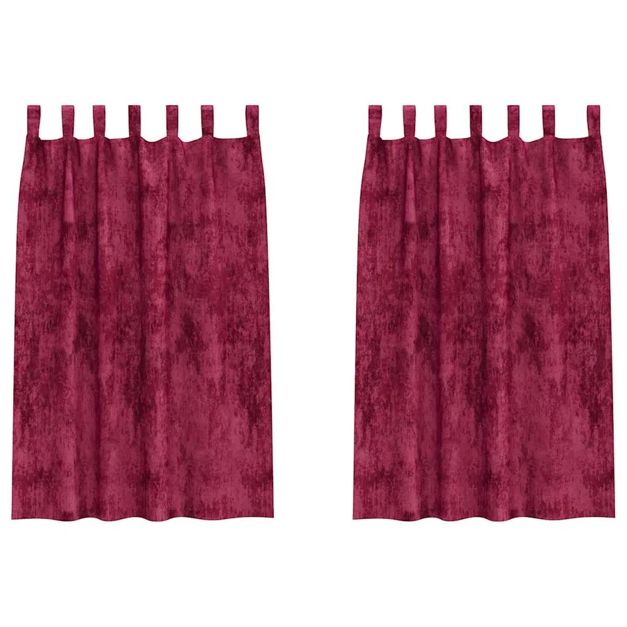 Rideaux en velours 2 pcs Rouge bordeaux 175 x 140 cm Velours - 2