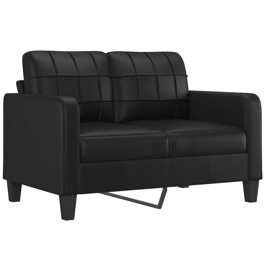 Ensemble de canapés 2 pcs avec coussins noir similicuir - 3