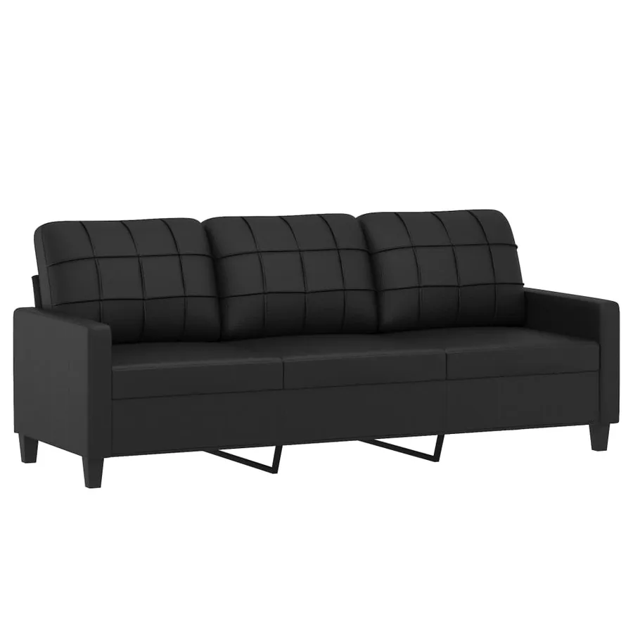 Ensemble de canapés 2 pcs avec coussins noir similicuir - 4