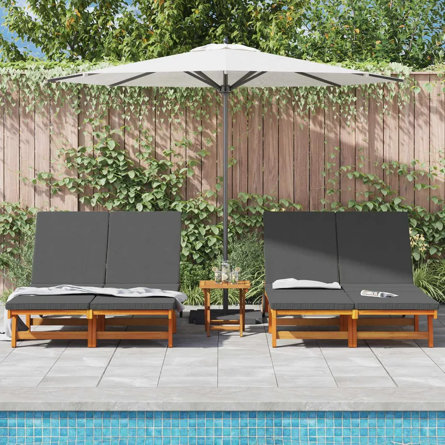 Transat Marron 125 x 200 x 84 cm Bois d'Acacia Massif - 3