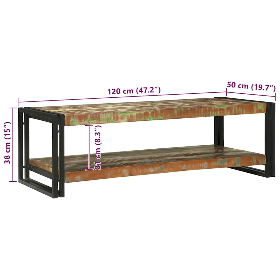 Table basse Multicolore 120 x 50 x 38 cm Bois Recyclé Solide - 10