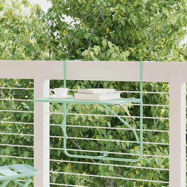 Table Suspendue de Balcon Vert menthe 60 x 39 x 65 cm Acier