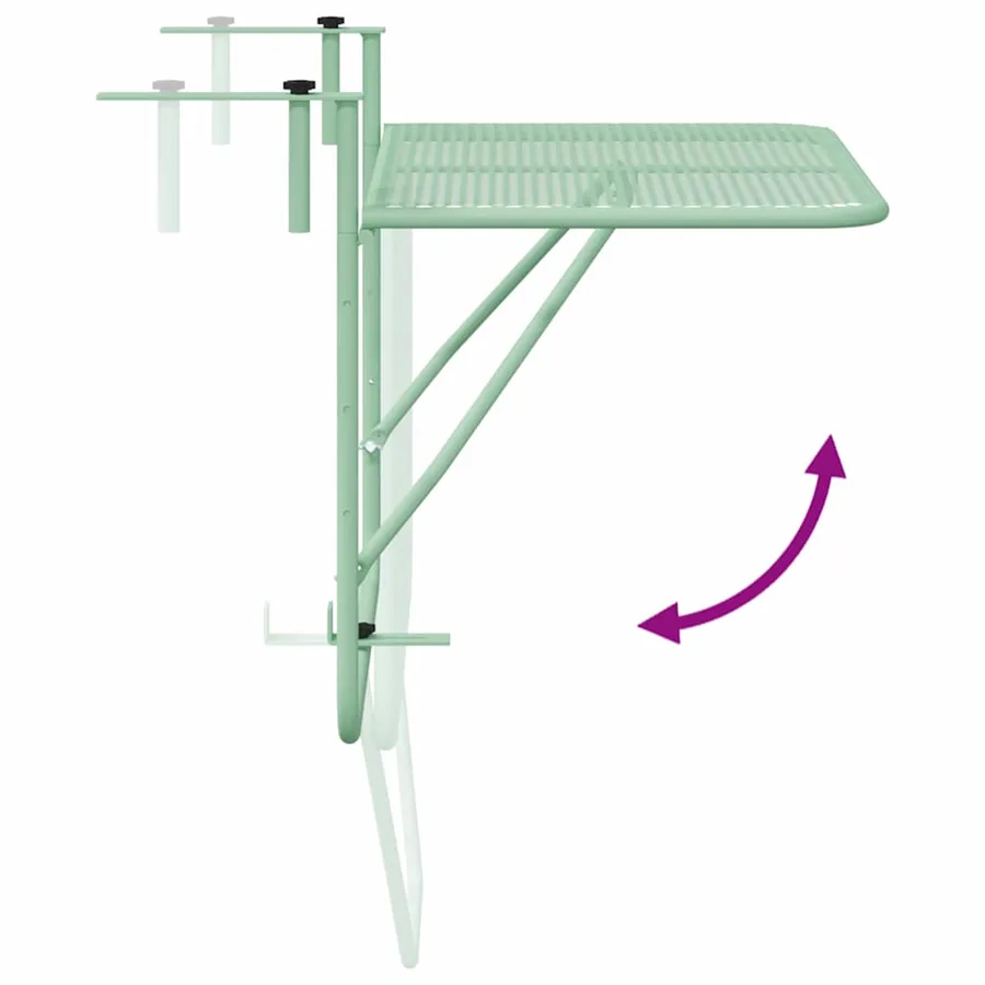 Table Suspendue de Balcon Vert menthe 60 x 39 x 65 cm Acier - 10
