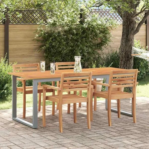 Table de Jardin Gris 160 x 80 x 75 cm Bois d'Acacia Massif