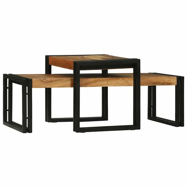 Table basse 2 pcs Marron 48 x 40 x 40 cm Bois d'Acacia Massif