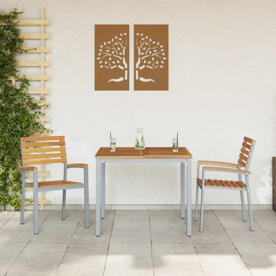 Chaise de jardin 2 pcs Marron 56 x 57 x 87 cm - 3