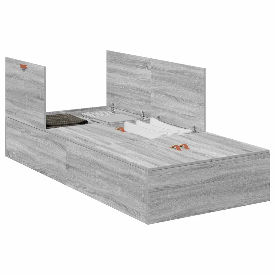 Cadre de lit avec rangement Gris Sonoma 70 x 190 cm - 2