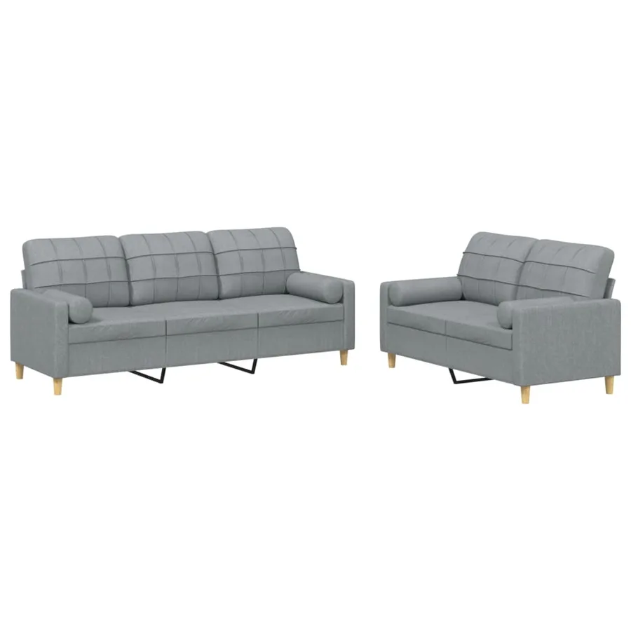 Ensemble de canapés 2 pcs coussins gris clair tissu - 2