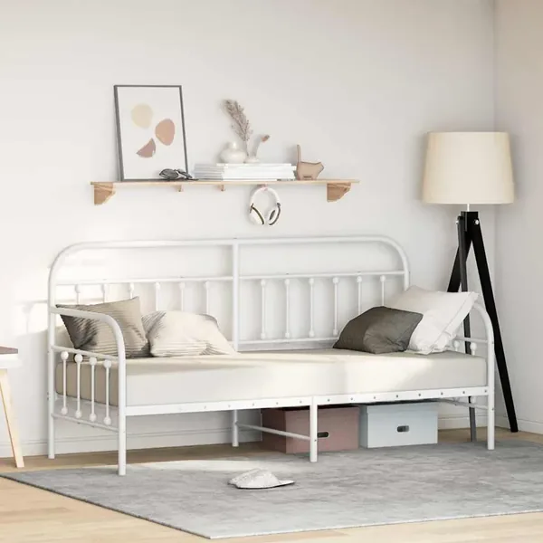 Cadre de lit de jour Blanc 80 x 200 cm Acier enduit de poudre